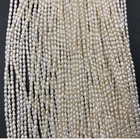 ELEISPL JEWELRY  Lots 10 Strings Small 2mm Rice White Freshwater Pearl Loose String Free Shipping #22010431