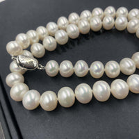 [ELEISPL]  AAA 17"  9-10mm Near Round  Bread White FW Pearl Necklace #22010043