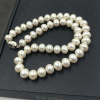 [ELEISPL]  AAA 17"  9-10mm Near Round  Bread White FW Pearl Necklace #22010043