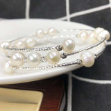 Handmade 7mm white circle style freshwater pearl bracelet free P&P