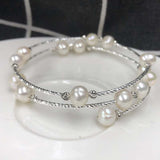 Handmade 7mm white circle style freshwater pearl bracelet free P&P