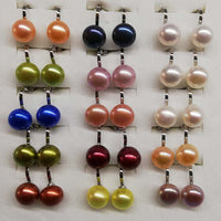 ELEISPL JEWELRY wholesale15pairs button FW pearl women's clip earrings 9mm multicolors