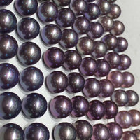 Gorgeous 10mm round dark purple pearl half drilled  10 pairs