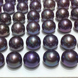 Gorgeous 10mm round dark purple pearl half drilled  10 pairs