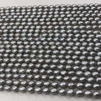 ELEISPL Lots 10 Strands 6-7mm Rice Shape Freshwater Gray Pearls Loose Full Holl Strings #22000461