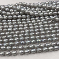 ELEISPL Lots 10 Strands 6-7mm Rice Shape Freshwater Gray Pearls Loose Full Holl Strings #22000461