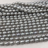 ELEISPL Lots 10 Strands 6-7mm Rice Shape Freshwater Gray Pearls Loose Full Holl Strings #22000461