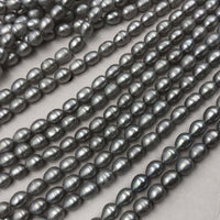 ELEISPL Lots 10 Strands 6-7mm Rice Shape Freshwater Gray Pearls Loose Full Holl Strings #22000461