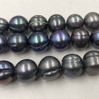 ELEISPL Lots 5 Strands 11-12mm Near Round Freshwater Black Pearls Loose Full Holl Strings  #22000463