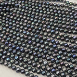 ELEISPL Lots 5 Strands 11-12mm Near Round Freshwater Black Pearls Loose Full Holl Strings  #22000463