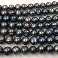 ELEISPL Lots 5 Strands 11-12mm Near Round Freshwater Black Pearls Loose Full Holl Strings  #22000463