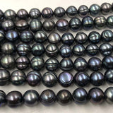 ELEISPL Lots 5 Strands 11-12mm Near Round Freshwater Black Pearls Loose Full Holl Strings  #22000463