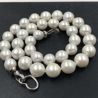 ELEISPL JEWELRY 18 inch Round White Pearls Necklace 10-12mm Beads #22000465-17