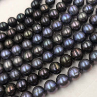 ELEISPL wholesale 8 strands Black Freshwater Pearl Loose Strings 8-9mm #22000470