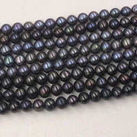 ELEISPL wholesale 8 strands Black Freshwater Pearl Loose Strings 8-9mm #22000470