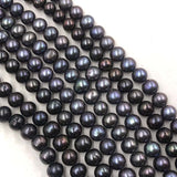 ELEISPL wholesale 8 strands Black Freshwater Pearl Loose Strings 8-9mm #22000470