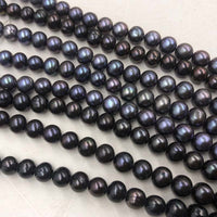 ELEISPL wholesale 8 strands Black Freshwater Pearl Loose Strings 8-9mm #22000470