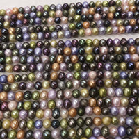 ELEISPL 10Qty Multi-colours Near Round Potato Freshwater Pearls Loose Beads Strings 6-7mm #22000471