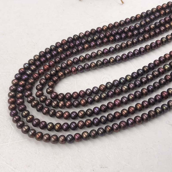 ELEISPL Wholesale 5 Strands Brown Red Cultured Freshwater Loose Pearls Strings 5-6mm #22000476-6