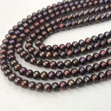 ELEISPL Wholesale 5 Strands Brown Red Cultured Freshwater Loose Pearls Strings 5-6mm #22000476-6