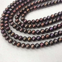 ELEISPL Wholesale 5 Strands Brown Red Cultured Freshwater Loose Pearls Strings 5-6mm #22000476-6