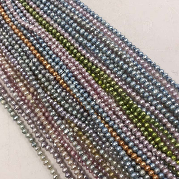 ELEISPL Wholesale 12 Strands 5-6mm Multi-colours Cultured Freshwater Loose Pearls Strings  #22000476-8