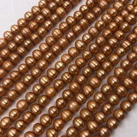 ELEISPL JEWELRY Wholesale  20 Strands 6-7mm Orange Freshwater Pearls Free Shipping #22000476-1