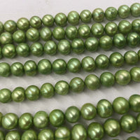 ELEISPL JEWELRY Wholesale 10 Strands 7-8mm Green Freshwater Pearls Free Shipping #22000478-3