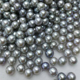 100 pcs fine 7.5-8mm round gray freshwater pearl undrilled beads