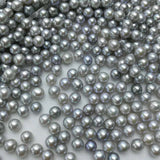 100 pcs fine 7.5-8mm round gray freshwater pearl undrilled beads