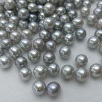 100 pcs fine 7.5-8mm round gray freshwater pearl undrilled beads