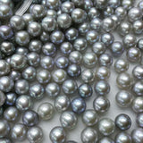 100 pcs fine 7.5-8mm round gray freshwater pearl undrilled beads