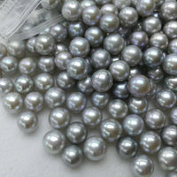 100 pcs fine 7.5-8mm round gray freshwater pearl undrilled beads