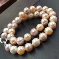 ELEISPL New 11-12mm Round Natural Multi Fresh Water Pearl Necklace #22010004