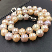 ELEISPL New 11-12mm Round Natural Multi Fresh Water Pearl Necklace #22010004