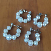 Lots 20 pairs Freshwater Pearl Earrings Handmade Circle Rings Fashion Jewellry For Women