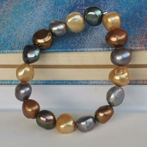 wholesale Baroque multi pearl stretch bracelets lots 10 strands