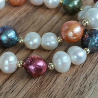 Wholesale 15 Strands 8-9mm Multi Colours Freshwater Pearl Bracelets Stretch Style Around 18-19cm