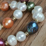 Wholesale 15 Strands 8-9mm Multi Colours Freshwater Pearl Bracelets Stretch Style Around 18-19cm