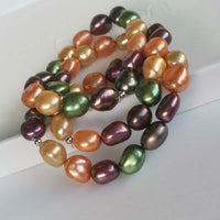 wholesale Baroque multi pearl stretch bracelets lots 10 strands