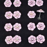 wholesale 36 pairs rose flower pink sterling silver earring freshwater pearl