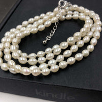 [ELEISPL] 86cm Length Freshwater Rice Pearl Necklace 5-6mm Beads #22010054