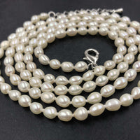 [ELEISPL] 86cm Length Freshwater Rice Pearl Necklace 5-6mm Beads #22010054