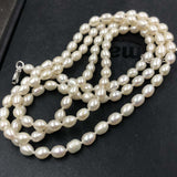 [ELEISPL] 86cm Length Freshwater Rice Pearl Necklace 5-6mm Beads #22010054