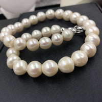 [ELEISPL] AA 11-12MM Near Round White FW Pearl Necklace 44cm Long #22010055