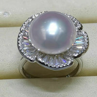 Gorgeous 13-14mm round Fw Pearl sterling silver ring various option