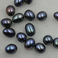 wholesale rice black freshwater pearl 7.5-8*8.5-11mm loose half drilled pearl