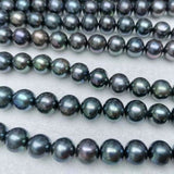 NEW AA wholesale 10strands 9mm black near round potato freshwater pearl strings