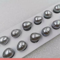 [ELEISPL] 10 pairs baroque drop 12-13*13-16mm grey half drilled freshwater pearl