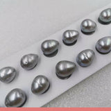 [ELEISPL] 10 pairs baroque drop 12-13*13-16mm grey half drilled freshwater pearl